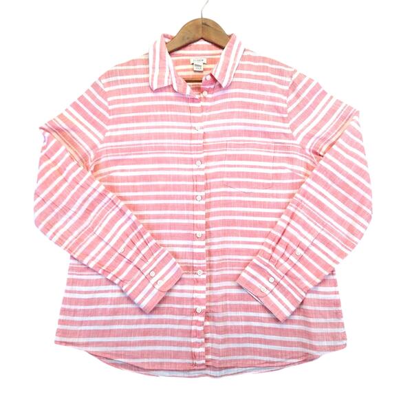 J.Crew Women’s XL Striped Button Down Shirt – Long Sleeves Casual Collared Top - Picture 2 of 9
